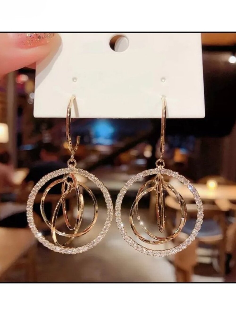 Sphere Hoop Earrings with Rhinestones